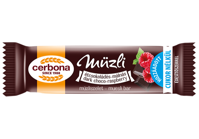 Dark chocolate-rasberry muesli bar 