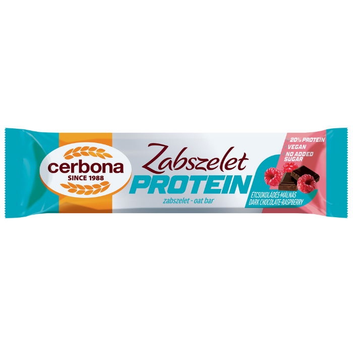 Dark chocolate-raspberry oat bar with protein