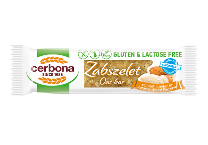 Gluténmentes karamell-mandula ízű zabszelet