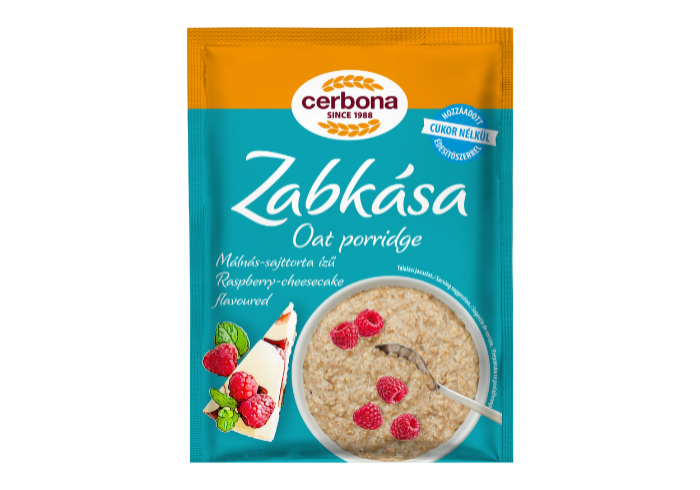 Málnás-sajttorta ízű zabkása