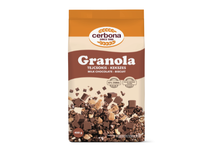 Tejcsokoládés-kekszes granola
