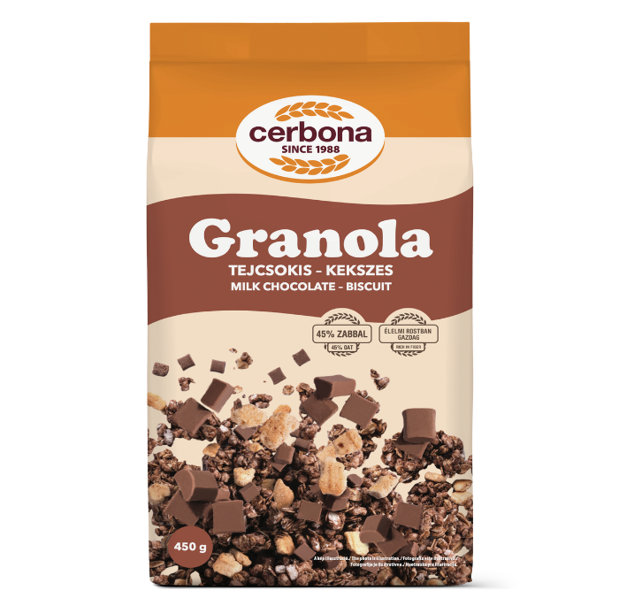 Granola cu ciocolată cu lapte și biscuiți
